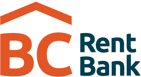 BC Rent Bank logo with orange “BC” and house roof icon beside blue “Rent Bank” text, on Clear background